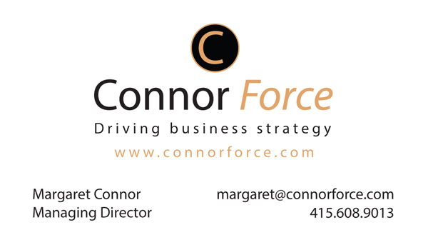 Front of the business card for my client, Connor Force.