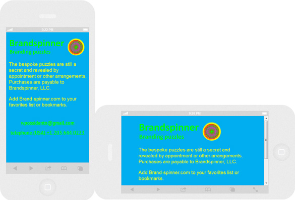 Views of Brand-spinner.com on an iPad (upper) and on an iPhone 5 in portrait & landscape orientation (lower).