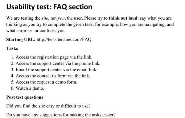 A representative usability test I assembled.