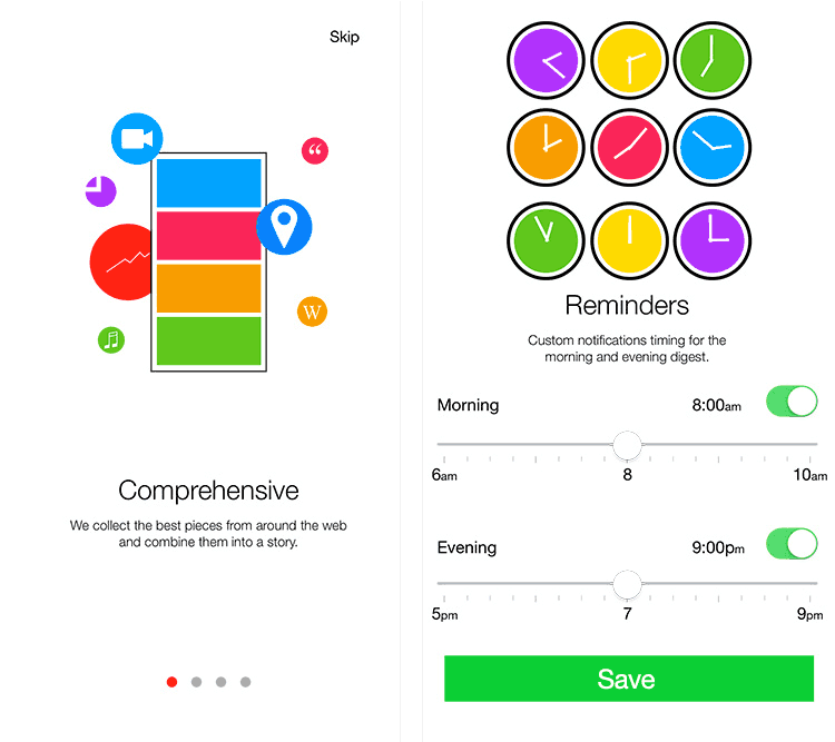 More screens built with Sketch for the same news app.